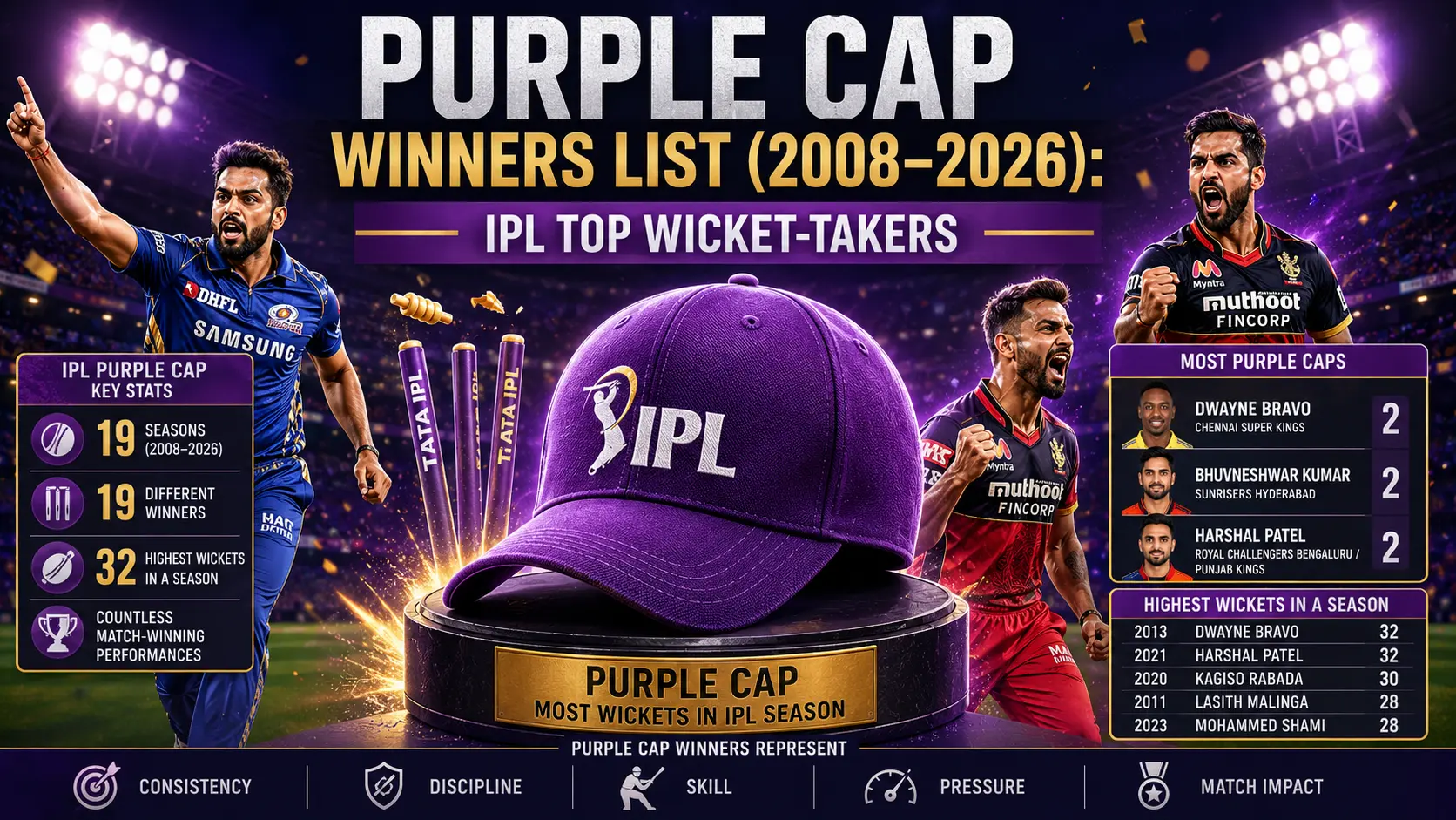 Purple Cap Winners List (2008–2026): Complete List of IPL Top Wicket-Takers